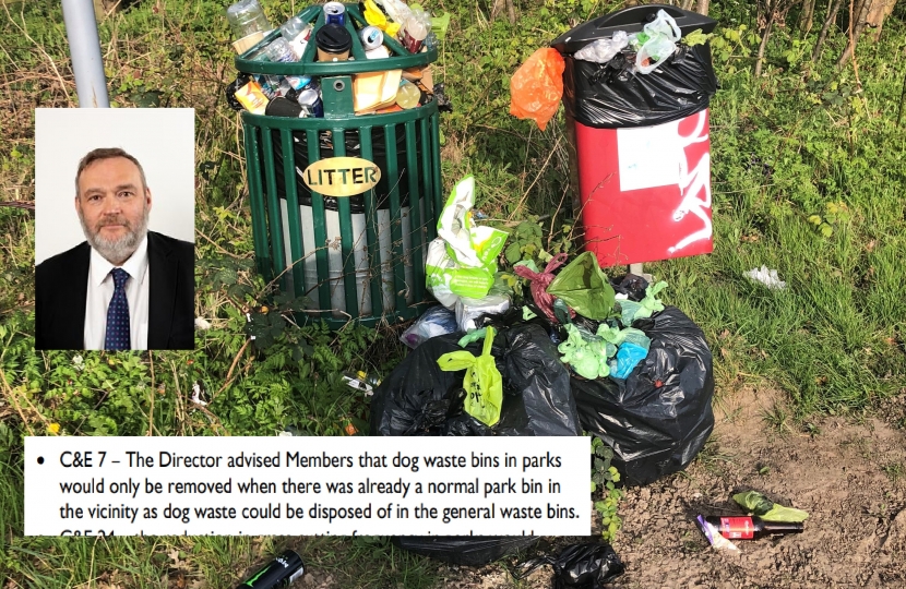 Overflowing bins and extract of response to Cllr Drury